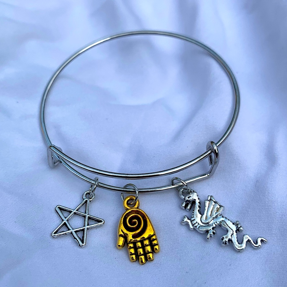 Brand New! Handmade! Adjustable Charm Bangle Bracelet!
